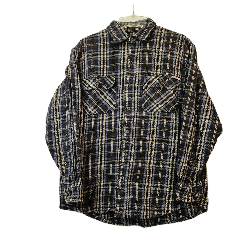 Craftsman Men's Plaid 100% Cotton Button Down‎ Shirt Size Large